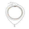 Alloy Geometric Style Imitation Pearl Necklace With Star Pendant And Electroplating