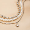Alloy Geometric Style Imitation Pearl Necklace With Star Pendant And Electroplating