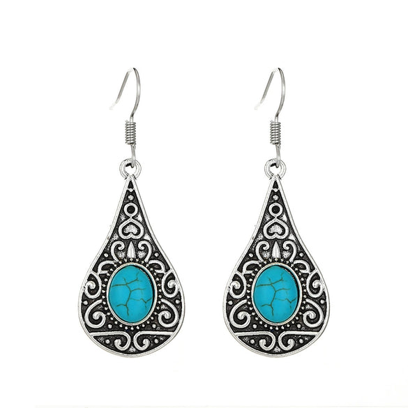 Alloy Geometric Style Pine Stone Turquoise Tassel Women's Earrings