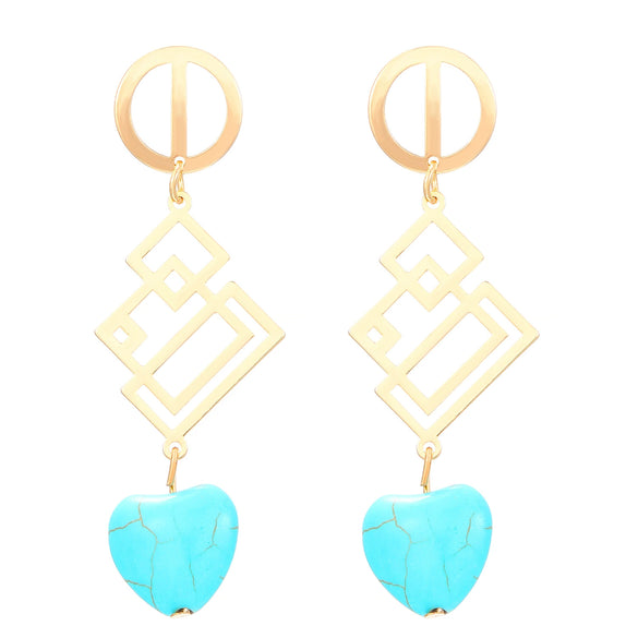 Alloy Geometric Style Pine Stone Turquoise Tassel Women's Earrings
