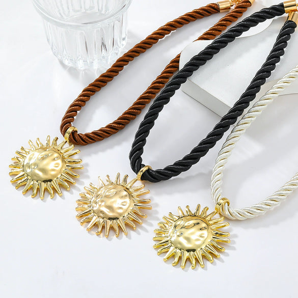 Alloy Geometric Style Sun Pendant Necklace And Earrings Set For Women