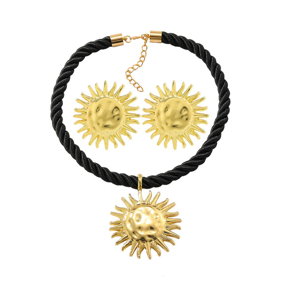 Alloy Geometric Style Sun Pendant Necklace And Earrings Set For Women