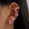 Alloy Geometric Style Zircon Earrings And Ear Bone Clip Set For Women With Diamond Design And Light Luxury Style