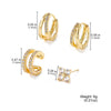 Alloy Geometric Style Zircon Earrings And Ear Bone Clip Set For Women With Diamond Design And Light Luxury Style