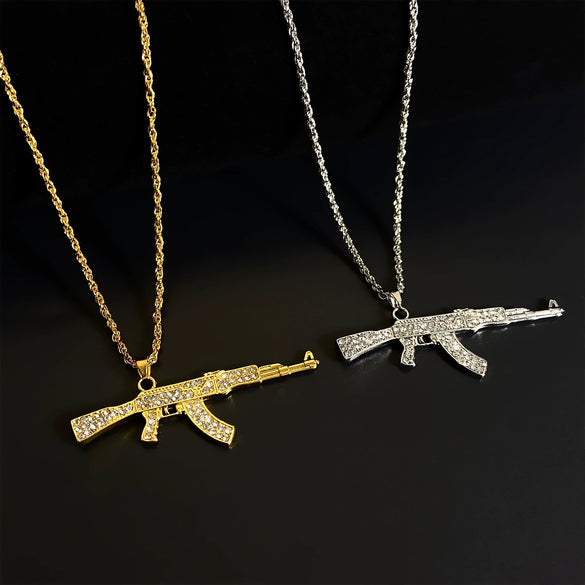 Alloy Geometric Submachine Gun Pendant Jewelry With Electroplating For Men And Women