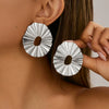 Alloy Geometric Sunflower Hammered Electroplated Women's Earrings