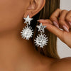 Alloy Geometric Sunflower Hammered Electroplated Women's Earrings
