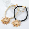 Alloy Geometric Sunflower Pendant Necklace With Snake Bone Chain