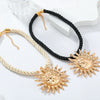 Alloy Geometric Sunflower Pendant Necklace With Snake Bone Chain