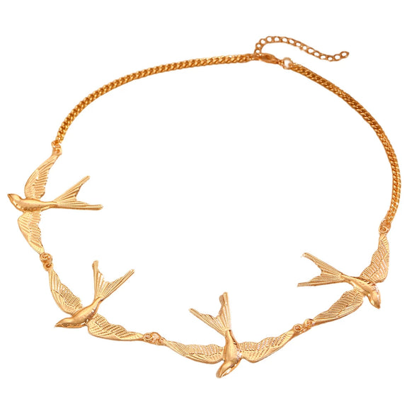 Alloy Geometric Swallow Connection Necklace For Women Electroplated Jewelry