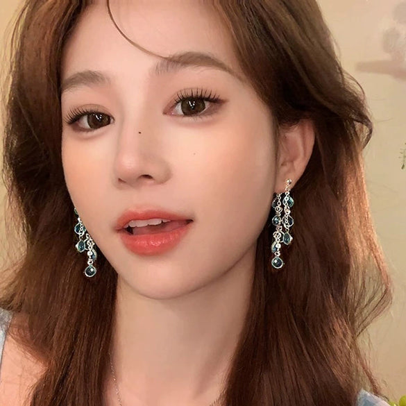 Alloy Geometric Tassel Earrings Electroplated Minimalist Style For Women