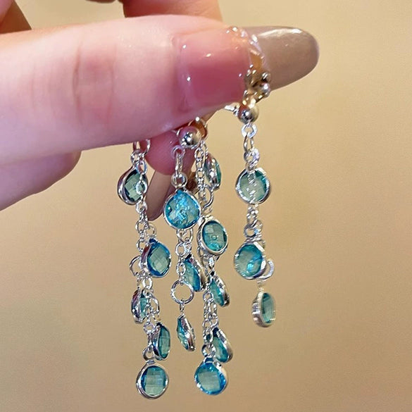 Alloy Geometric Tassel Earrings Electroplated Minimalist Style For Women