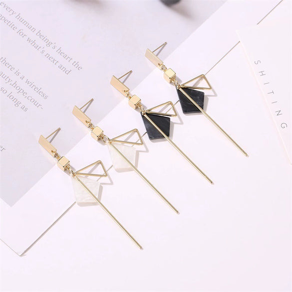 Alloy Geometric Tassel Earrings For Women With Electroplating Treatment Ins Style