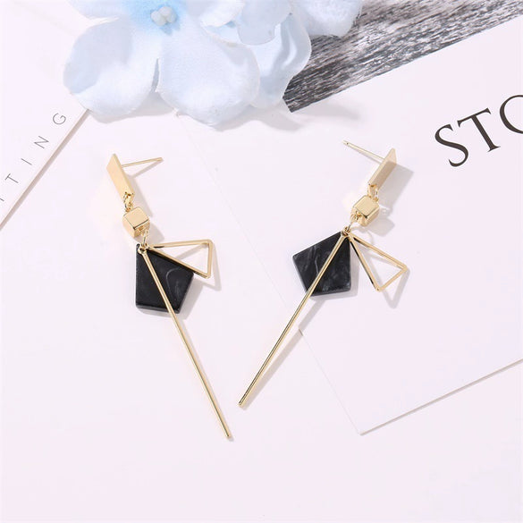 Alloy Geometric Tassel Earrings For Women With Electroplating Treatment Ins Style