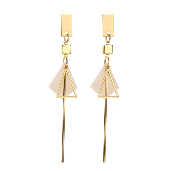 Alloy Geometric Tassel Earrings For Women With Electroplating Treatment Ins Style