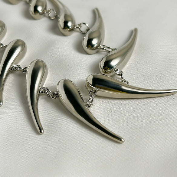 Alloy Geometric Thorn Splicing Water Drop Pendant Necklace For Women Handmade Chain Electroplated