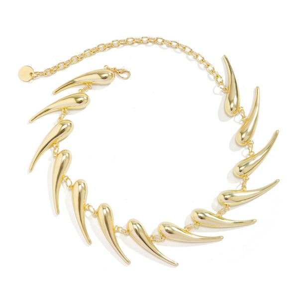 Alloy Geometric Thorn Splicing Water Drop Pendant Necklace For Women Handmade Chain Electroplated