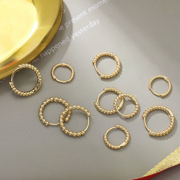 Alloy Geometric Twist Hoop Earrings For Women Minimalist Style Electroplated