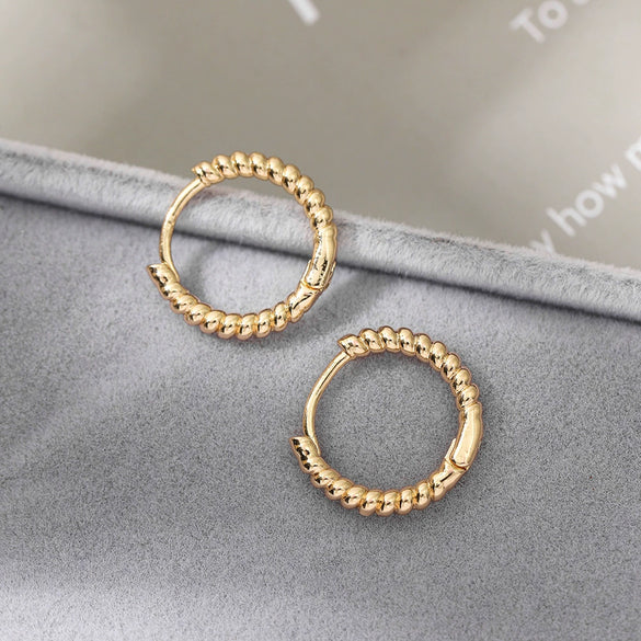 Alloy Geometric Twist Hoop Earrings For Women Minimalist Style Electroplated