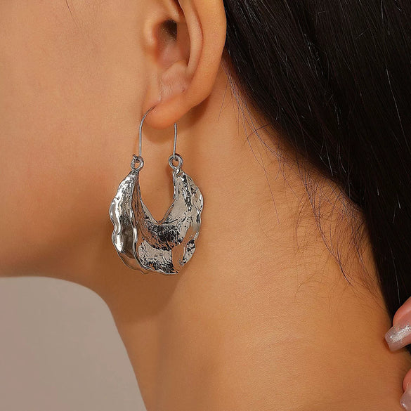 Alloy Geometric Water Drop Earrings For Women With Retro Style And Electroplating Processing
