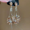 Alloy Geometric Water Drop Tassel Earrings Set With Diamonds For Women