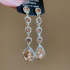 Alloy Geometric Water Drop Tassel Earrings Set With Diamonds For Women