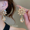 Alloy Geometric Water Drop Tassel Earrings Set With Diamonds For Women