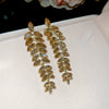 Alloy Geometric Water Drop Tassel Earrings Set With Diamonds For Women