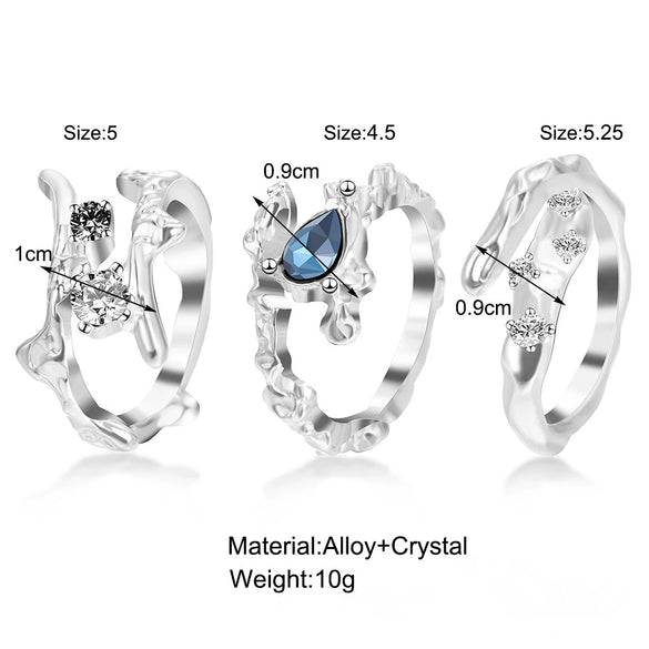 Alloy Geometric Water Drop Zircon Ring For Women Fashionable Highend Temperament Open Ring