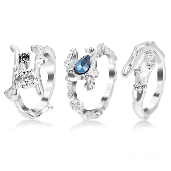Alloy Geometric Water Drop Zircon Ring For Women Fashionable Highend Temperament Open Ring
