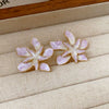 Alloy Geometric Women's Earrings With Oil Drop And Flower Design Light Luxury Style