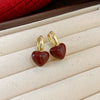 Alloy Geometric Women's Earrings With Oil Drop And Flower Design Light Luxury Style