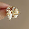 Alloy Geometric Women's Earrings With Oil Drop And Flower Design Light Luxury Style