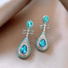 Alloy Geometric Women's Earrings With Oil Drop And Flower Design Light Luxury Style