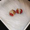 Alloy Geometric Women's Earrings With Oil Drop And Flower Design Light Luxury Style