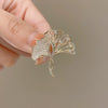 Alloy Ginkgo Leaf Brooch Electroplating Natural Style Ladies Accessories