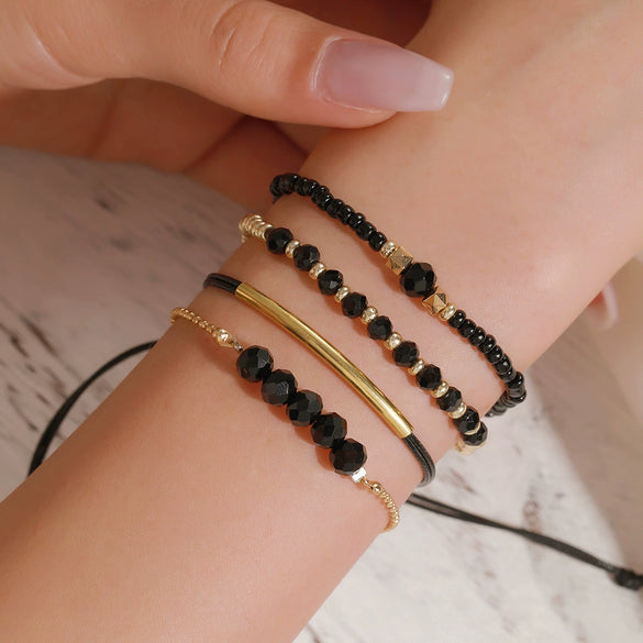 Alloy Glass Beads Geometric Handmade Unisex Imitation Crystal Rice Beads Bracelet