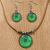 Alloy Glass Necklace For Women Elegant Plant Flowers Geometric Style