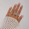 Alloy Glossy Plain Geometric Wide Bracelet And Ring Set For Women With Electroplating
