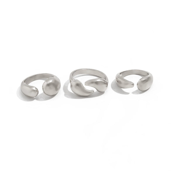 Alloy Glossy Plain Geometric Wide Bracelet And Ring Set For Women With Electroplating