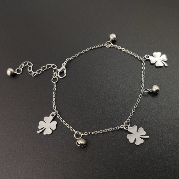 Alloy Gold Plated Anklet With Three Bells For Women Cartoon And Plant Flowers Style Electroplated Foot Ornaments
