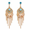 Alloy Gold Plated Women's Bohemian Style Water Drops Tassel And Crescent Earrings