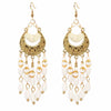 Alloy Gold Plated Women's Bohemian Style Water Drops Tassel And Crescent Earrings