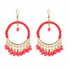 Alloy Gold Plated Women's Bohemian Style Water Drops Tassel And Crescent Earrings