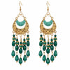 Alloy Gold Plated Women's Bohemian Style Water Drops Tassel And Crescent Earrings