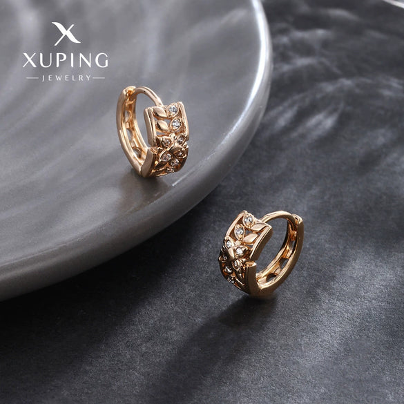 Alloy Gold Plated Zirconium Earrings Simple Style Electroplating Jewelry For Women
