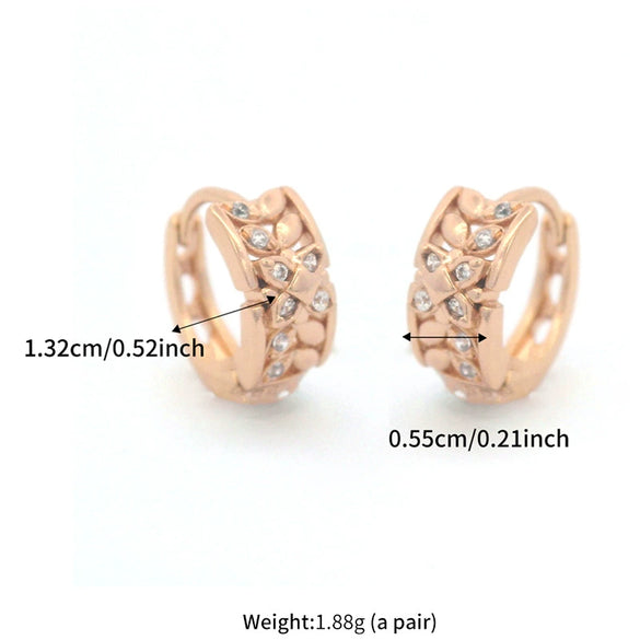 Alloy Gold Plated Zirconium Earrings Simple Style Electroplating Jewelry For Women
