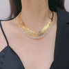 Alloy Gold Strap Diamond Necklace Mid Ancient Vintage Choker For Women