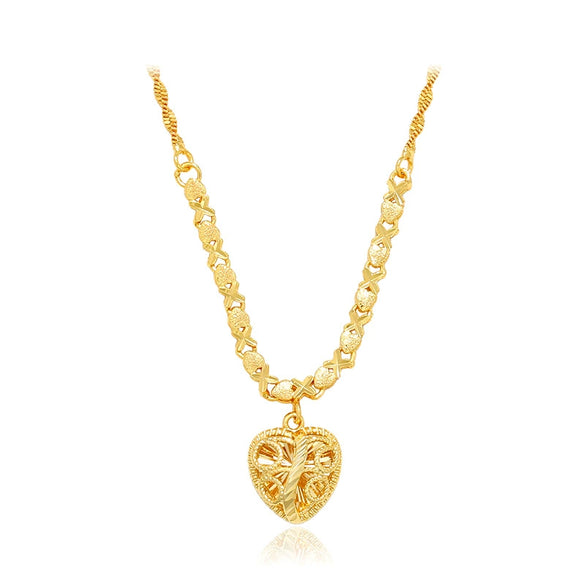 Alloy Goldplated Heartshaped Pendant Water Wave Chain Necklace For Women