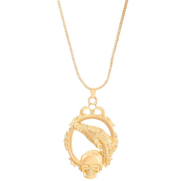 Alloy Gothic Crow Skull Pendant Necklace With Animal Zodiac Pattern And Electroplating Treatment